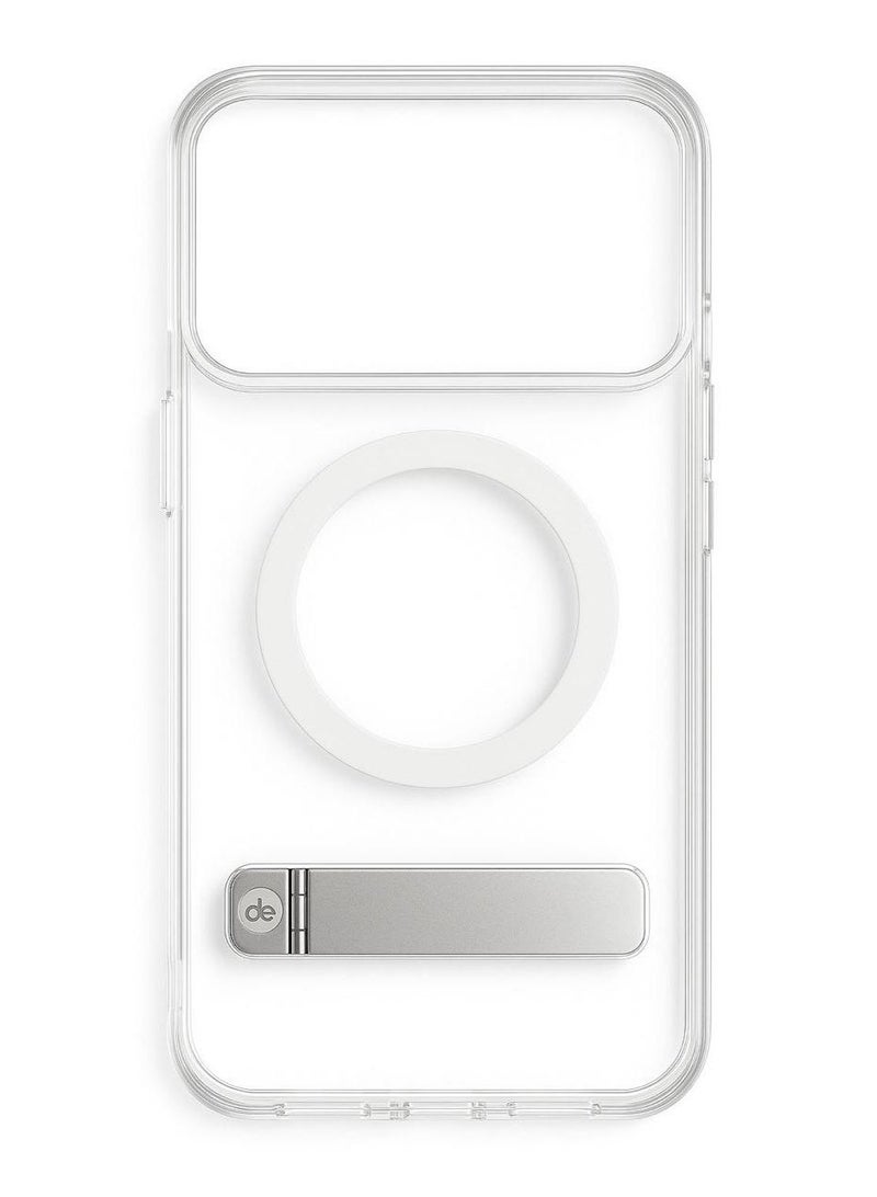 جراب آيفون 17 برو ماكس شفاف مضاد للاصفرار مع دعم MagSafe وحامل خلفي - Image 1